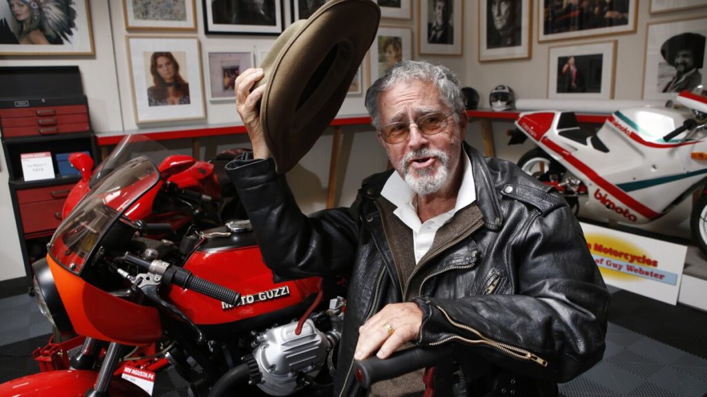 Legendary photographer Guy Webster with his vintage motorcycle collection